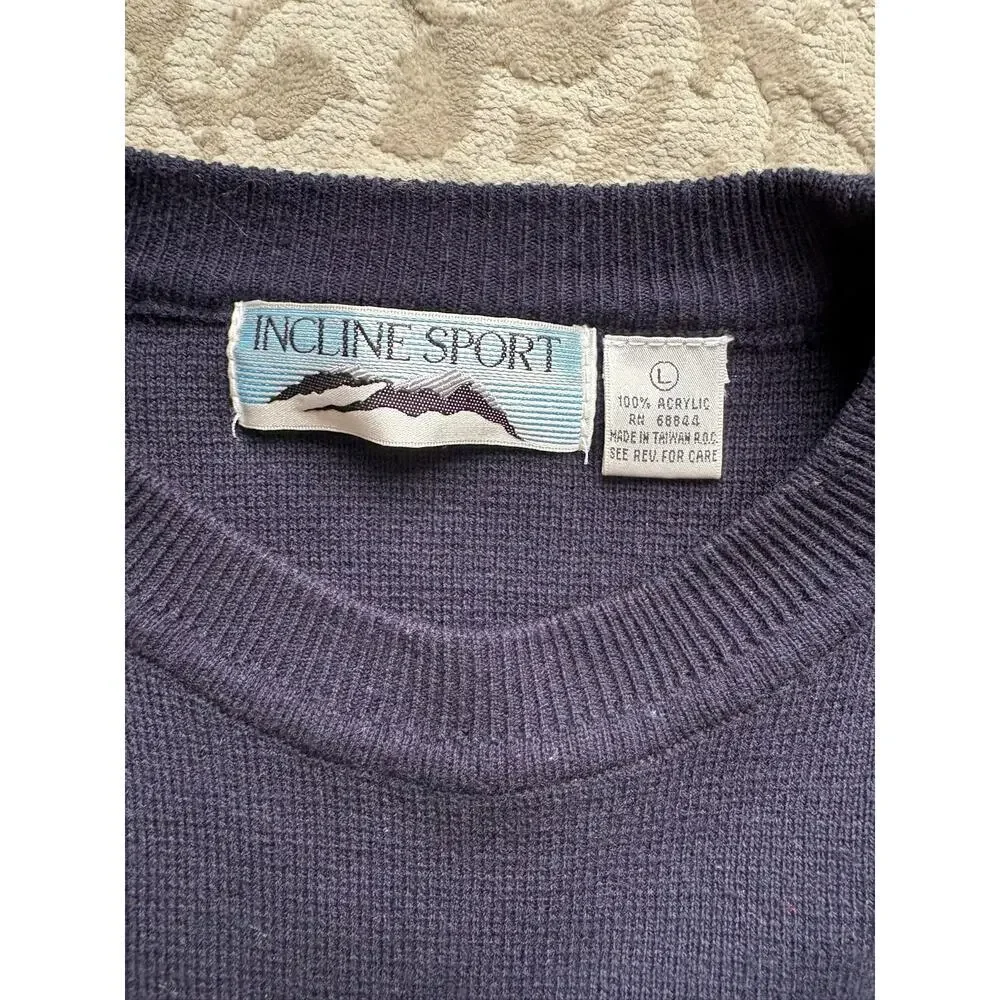 Vintage Incline Sport Ski Sweater Red Navy Cream Colorblock Men’s M 80s